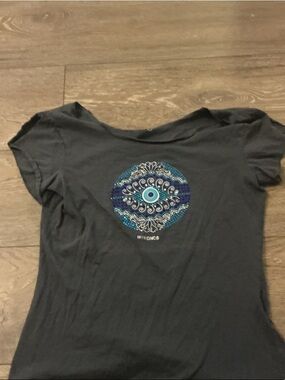 Grey bedazzled evil eye tee shirt y2k